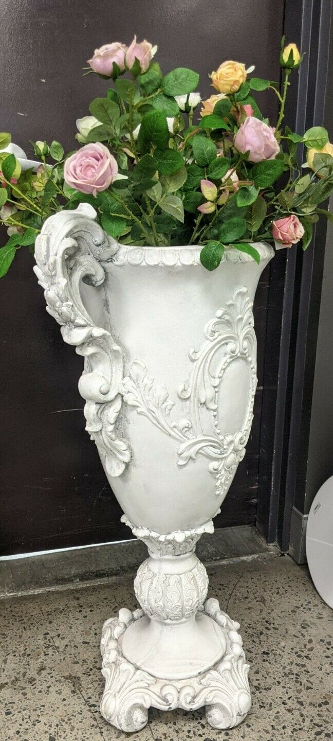 97cm White Decorative Urn Pot Planter Pedestal French Provincial Stand